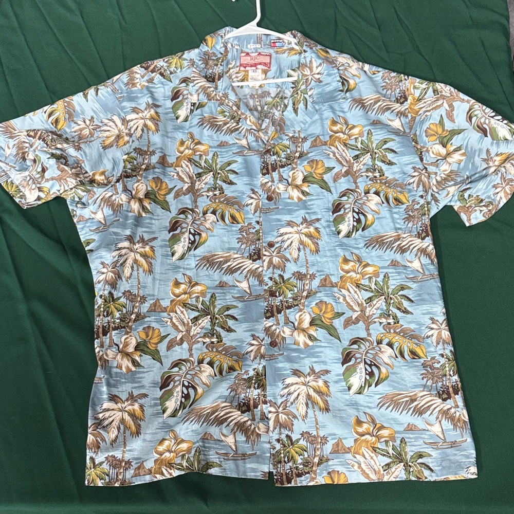 RJC Hawaiian Shirt 4X Made in Hawaii Blue Tropical Aloha Button Down